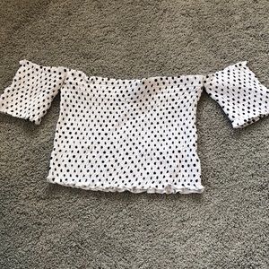 Polka Dot Off the shoulder Tight Crop Top